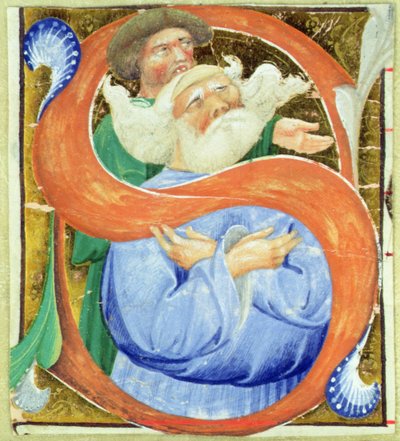 Iniziale istoriate S raffigurante un vecchio che prega da Master of San Michele of Murano